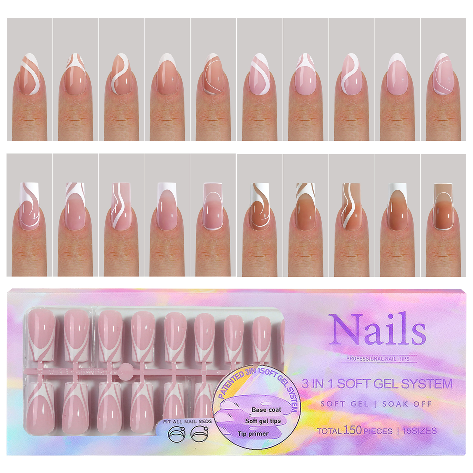Nail Tech Accessories - 150Pcs/Set French Ballet Press on Nails