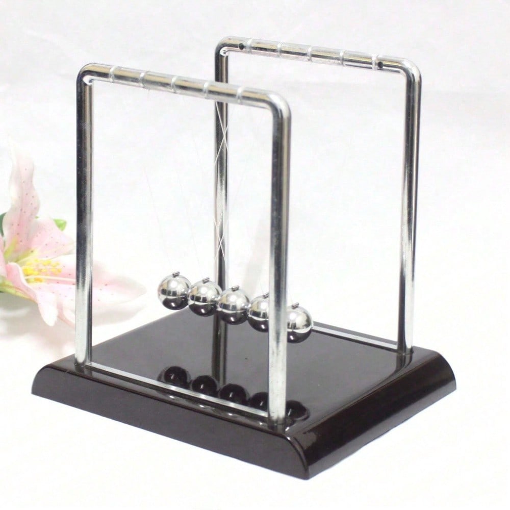 Tech Desktop Accessories - Black Metal Newton's Cradle Balance Toy