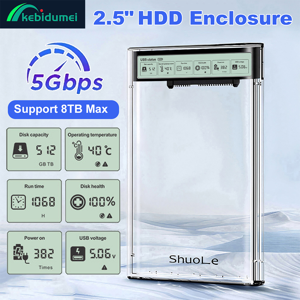 Portable Ssd Enclosure - Kebidumei Smart Display HDD Case 2.5