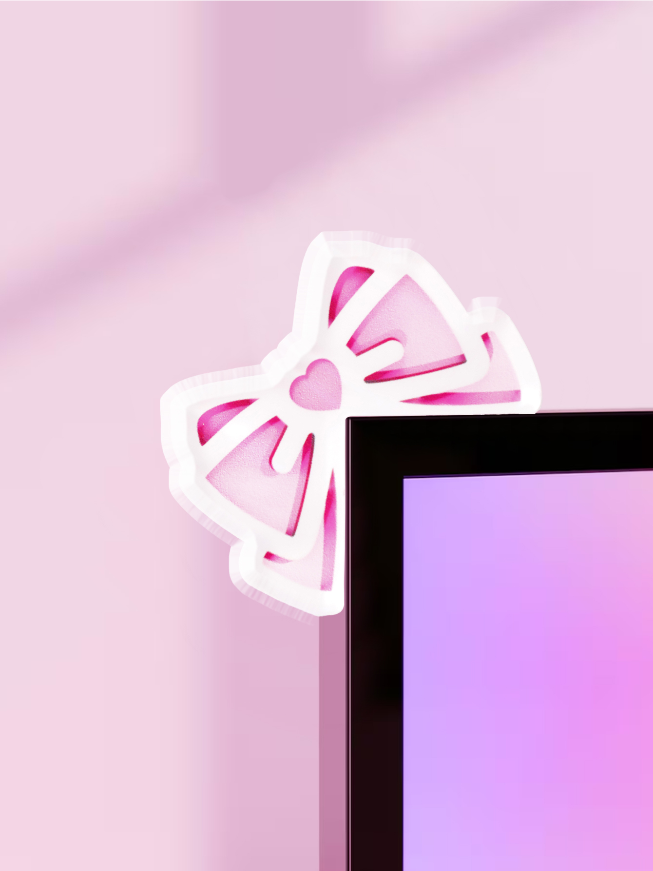 Kawaii Bow Monitor Decor Pink  - Tech Desktop Accessories reseña y precio