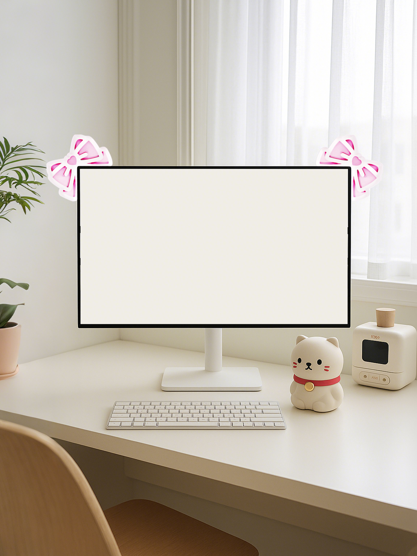 Kawaii Bow Monitor Decor Pink  - Tech Desktop Accessories reseña y precio